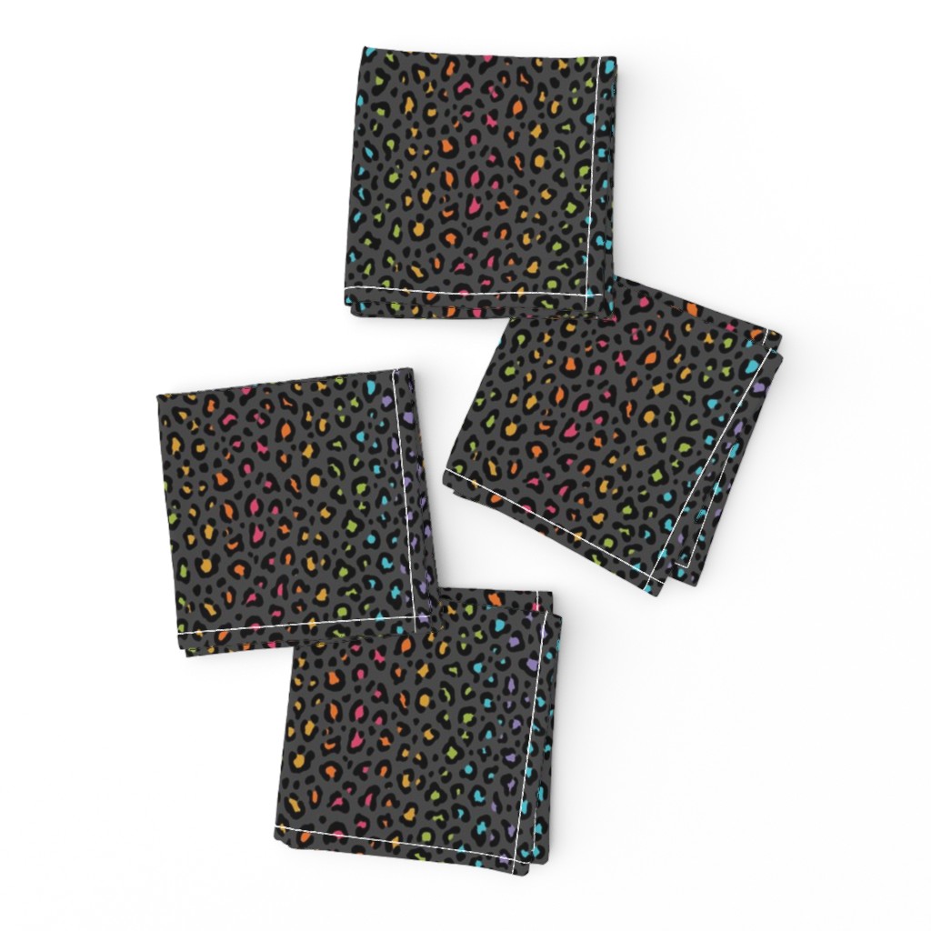 ★ RAINBOW LEOPARD PRINT - DARK GRAY BACKGROUND ★ Tiny Scale / Collection : Leopard Spots – Punk Rock Animal Prints