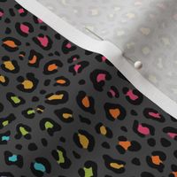 ★ RAINBOW LEOPARD PRINT - DARK GRAY BACKGROUND ★ Tiny Scale / Collection : Leopard Spots – Punk Rock Animal Prints