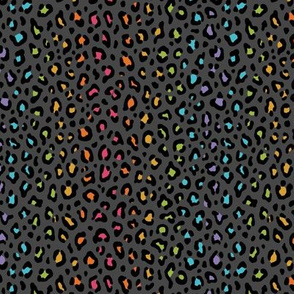 ★ RAINBOW LEOPARD PRINT - DARK GRAY BACKGROUND ★ Tiny Scale / Collection : Leopard Spots – Punk Rock Animal Prints