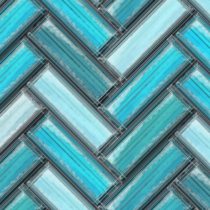 Blue Herringbone Glass Chevron Large Pattern