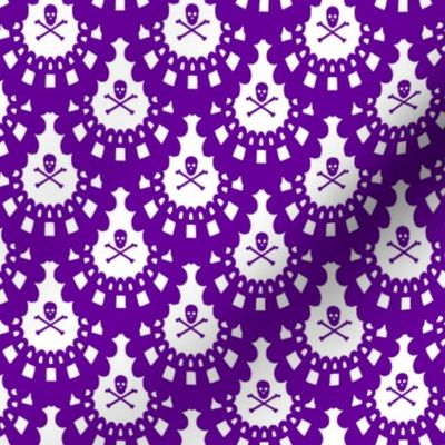 purple and white skull and crossbones lace