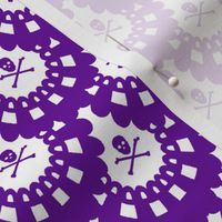 purple and white skull and crossbones lace
