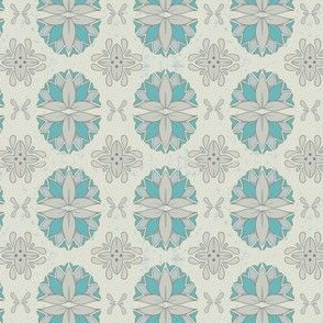 Geometric Circles and Tiles with Lotus Flowers