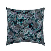 Paisley Mandala teal purple black L