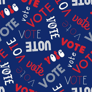 LARGE - vote typography fabric - navy blue