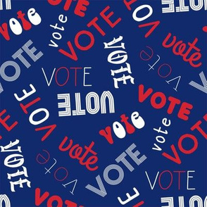 MEDIUM - vote typography fabric - navy blue