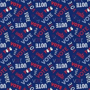 MINI - vote typography fabric - navy blue