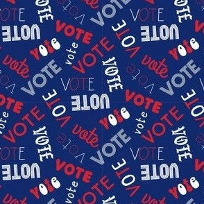 SMALL - vote typography fabric - navy blue