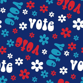 LARGE - groovy vote fabric - navy