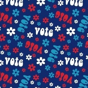 SMALL - groovy vote fabric - navy