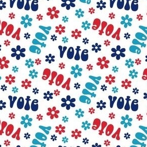 SMALL - groovy vote fabric - white