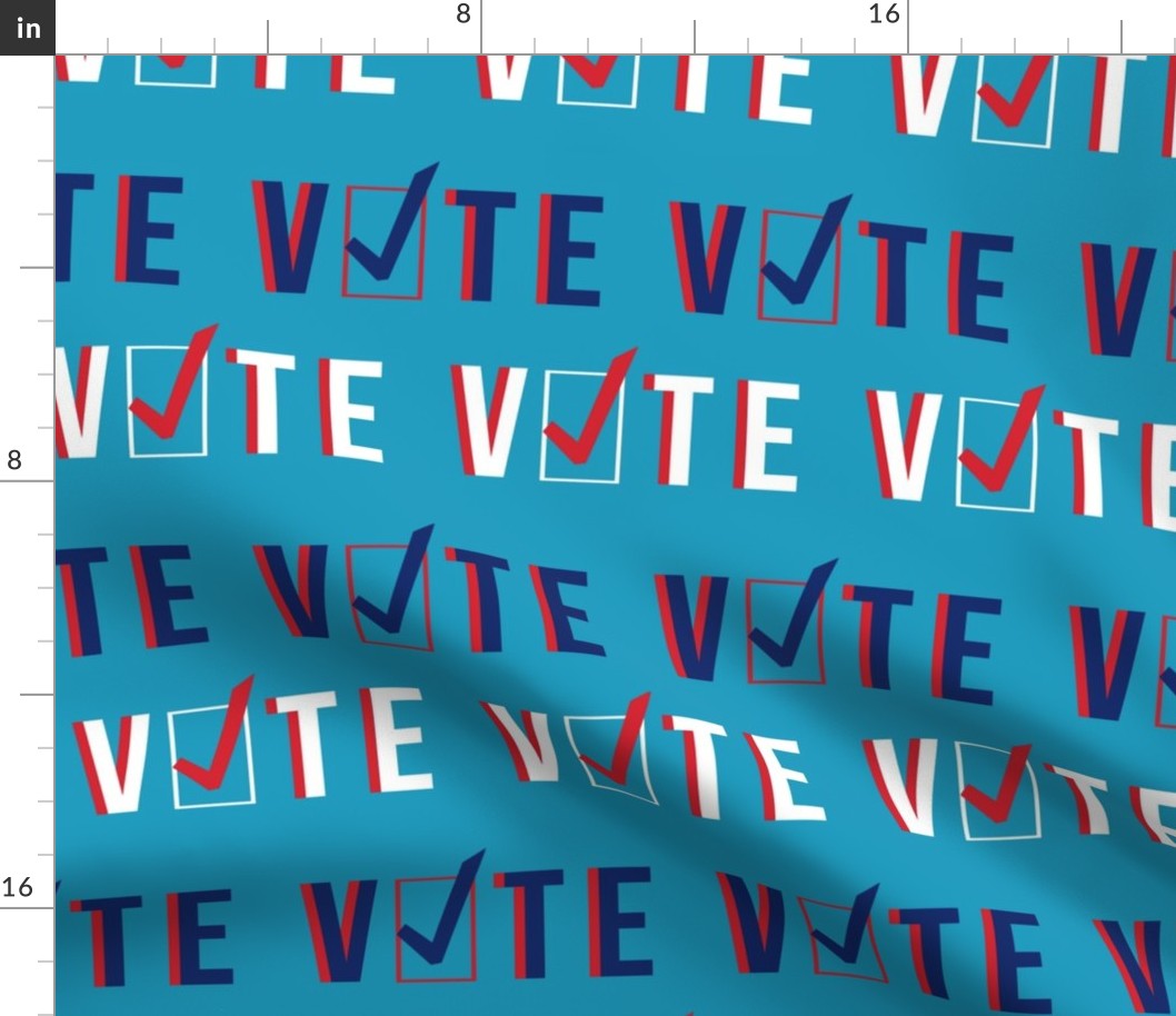 LARGE - vote check mark fabric - light blue