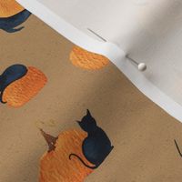 Black Cats and Pumpkins| Textured Tan|Renee Davis