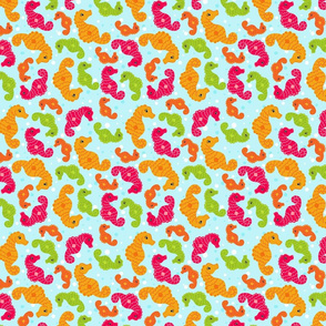 Colorful Seahorses Swimming