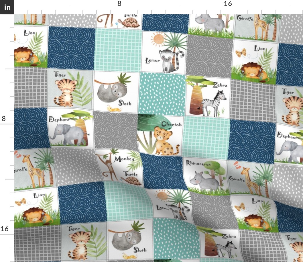 3" Jungle Animal Patchwork Quilt - Kids Fabric | Spoonflower