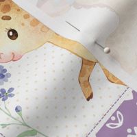 GiGi the Giraffe Patchwork Quilt – Nursery Girls Baby Blanket Bedding (mint purple blue) Quilt C
