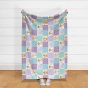 GiGi the Giraffe Patchwork Quilt – Girls Baby Blanket Nursery Bedding (mint purple blue) Quilt C, ROTATED