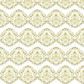 Gold on white damask pattern