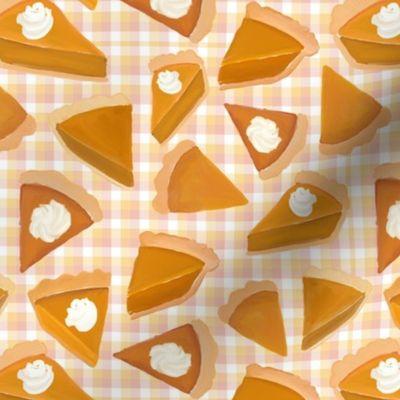 pumpkin pie slices on fall plaid 