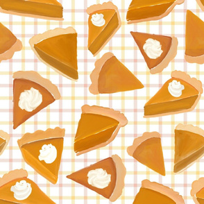 pumpkin pie slices on checks 