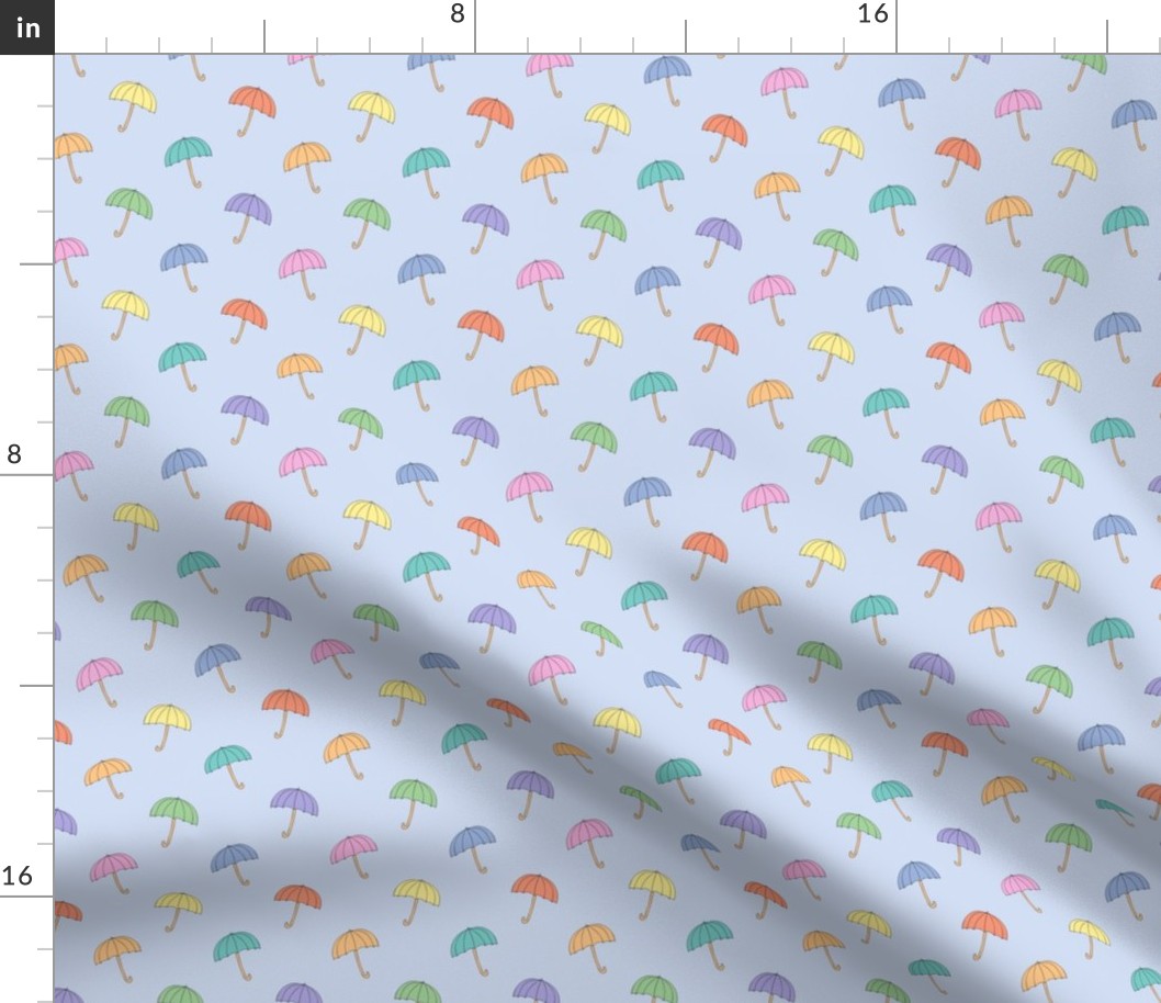 Rainbow umbrellas on blue (small)