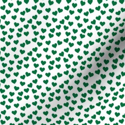 Deep green hearts on white (mini)