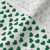 Deep green hearts on white (mini)