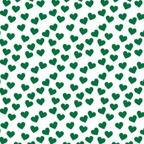 Deep green hearts on white (mini)