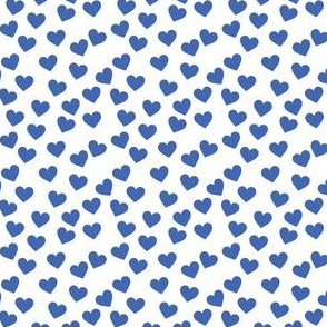 Royal blue hearts on white (mini)