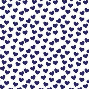 Navy blue hearts on white (mini)