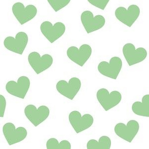 Green hearts on white (medium)