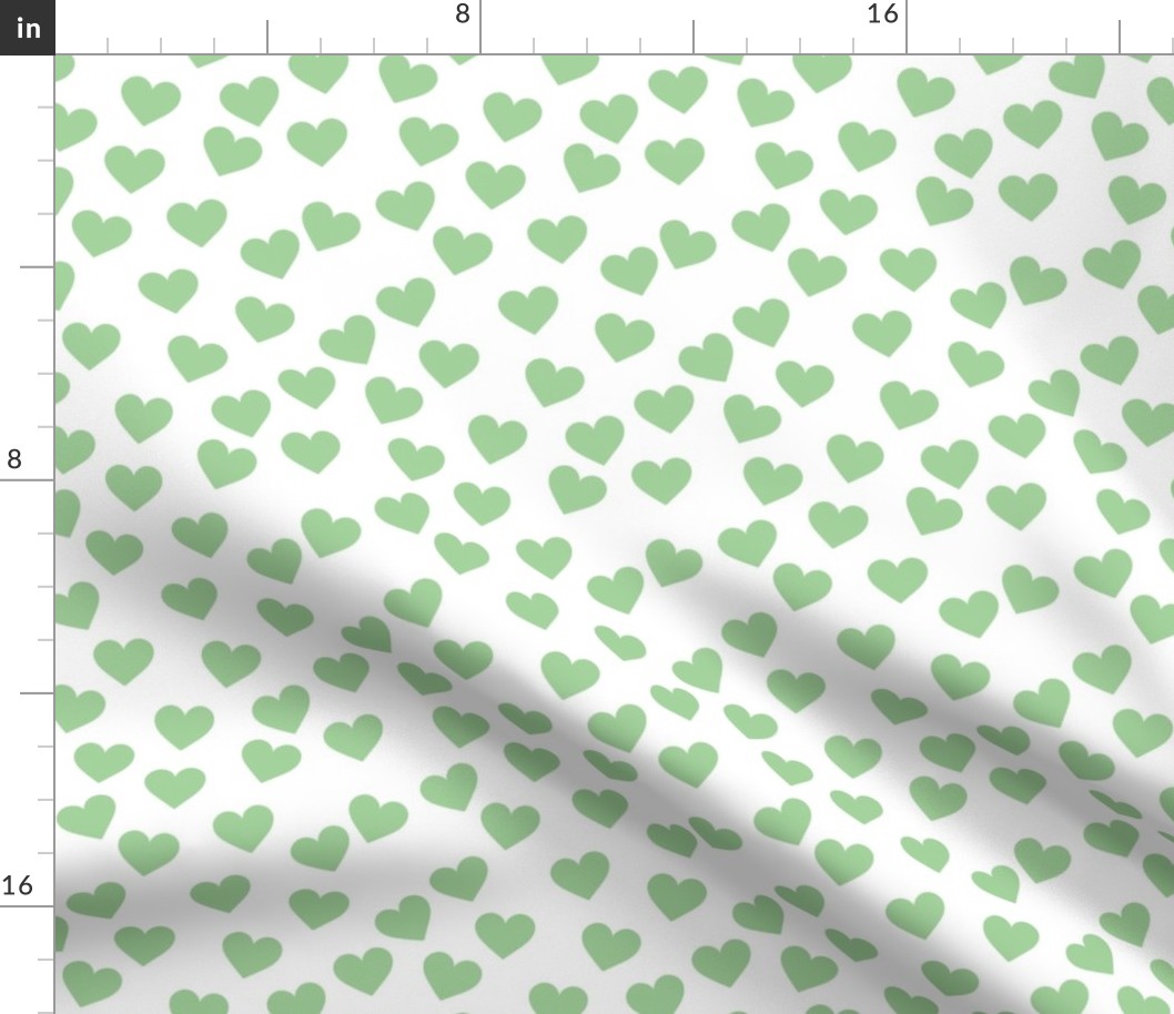 Green hearts on white (medium)