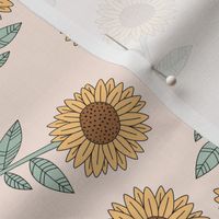 Sunflowers and petals sweet boho flowers garden summer summer blush peach yellow sage green