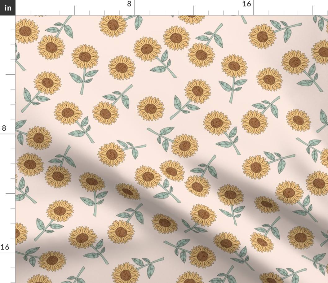 Sunflowers and petals sweet boho flowers garden summer summer blush peach yellow sage green