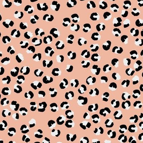 Messy leopard spots modern animal print abstract nursery black white coral pink