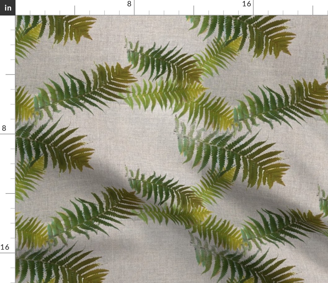 ferns and gray linen texture little
