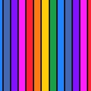 Bright rainbow and black stripes - vertical - mini