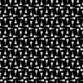 Decorative Acoustic Guitars Music Pattern with Black Background (Mini Scale)