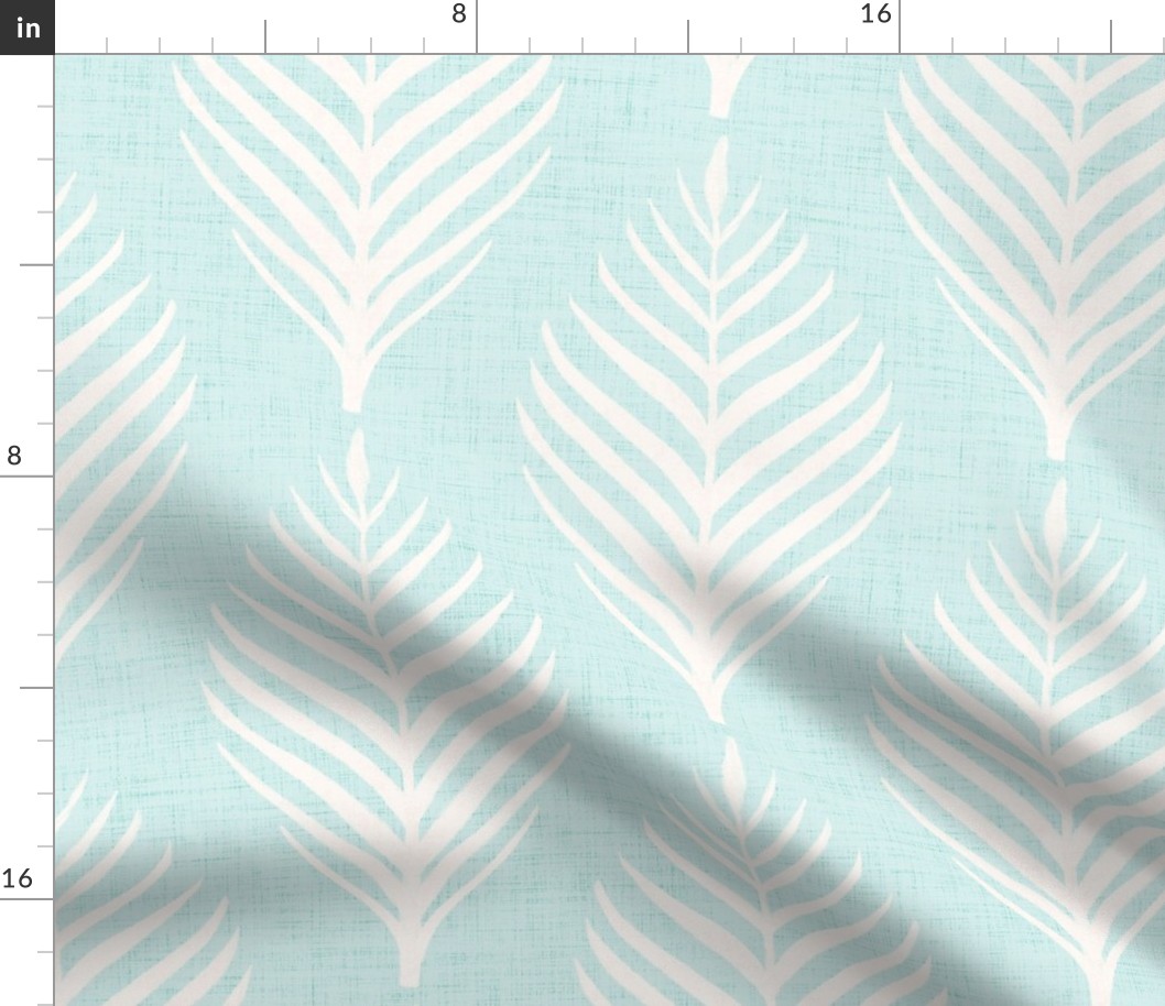 Linen Palm Frond in Cream on Aqua by michele_norris