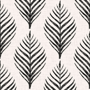 Linen Palm Frond in Black on Cream by michele_norris