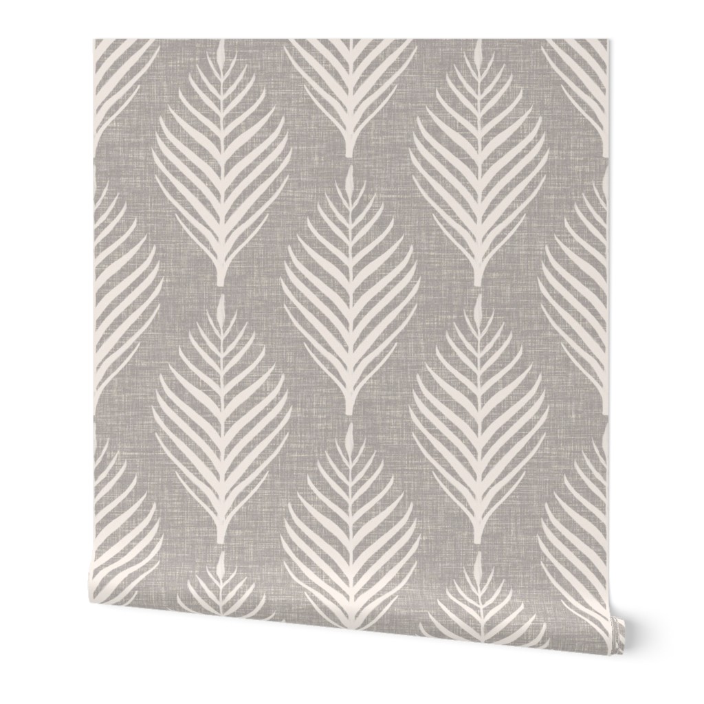 Linen Palm Frond in Cream on Medium Beige by michele_norris