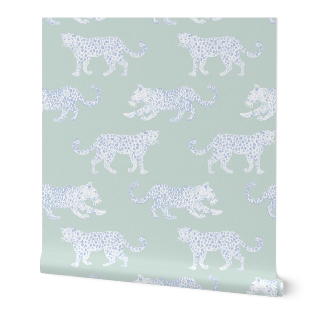 Leopard Parade Custom Soft Green with Blue