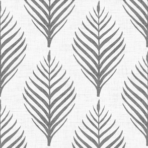 Linen Palm Frond in Warm Gray on Cream by michele_norris