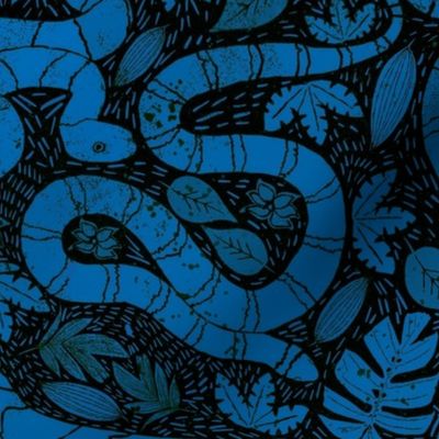 Snake block print blue