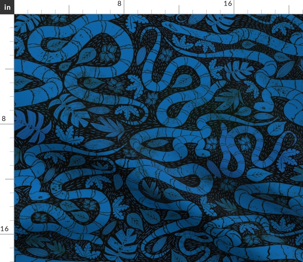 Snake block print blue