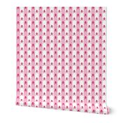 red skull and crossbones on one inch stripe - pink and white 