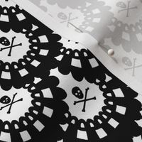 Skull and Crossbones Lace Black on White