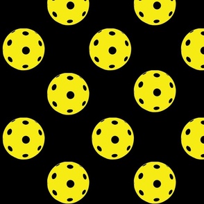 Pickleballs on black background - large scale pattern