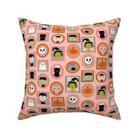 halloween portraits - cute kids illustration fabric by andrea lauren -pink