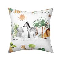 XL 24" Jungle Walk - Wild Animal Safari, Lion Elephant Giraffe Zebra Rhino Cheetah, 24” repeat